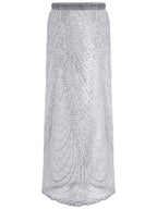 Beach Cover-up With Slits And Tie-up Shimmering Sequined Skirt