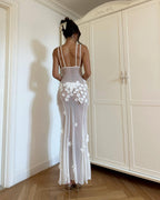 3D Flowers Mesh Perspective Camisoles Formal Dress Maxi Dresses