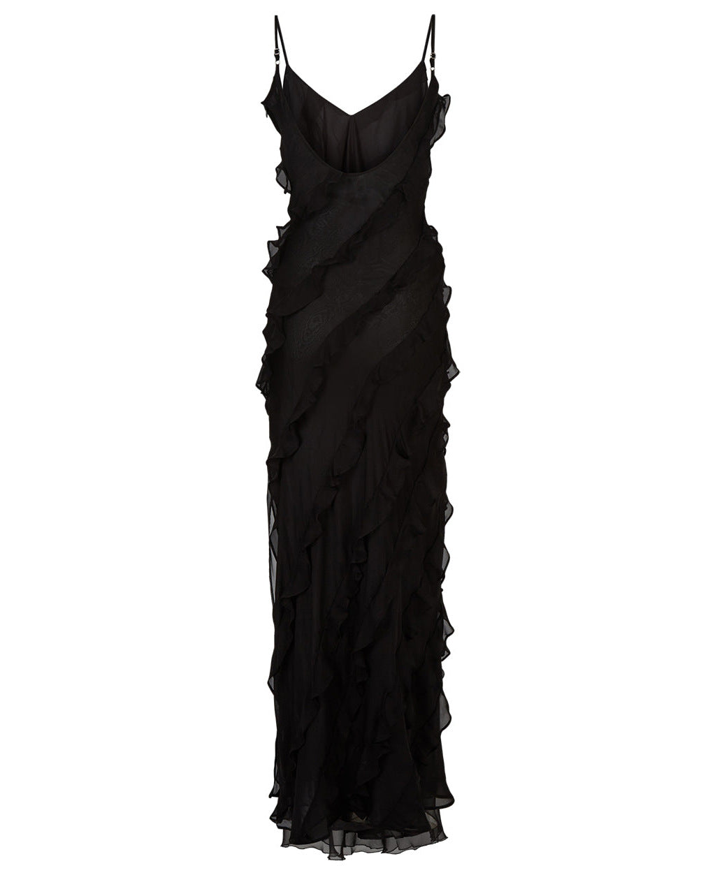 V-neck Ruffle Slit Maxi Dresses