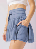Culottes Sports Pocket Mesh High Waist Skirts