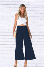 Wide-Leg Smocked Waist Pants