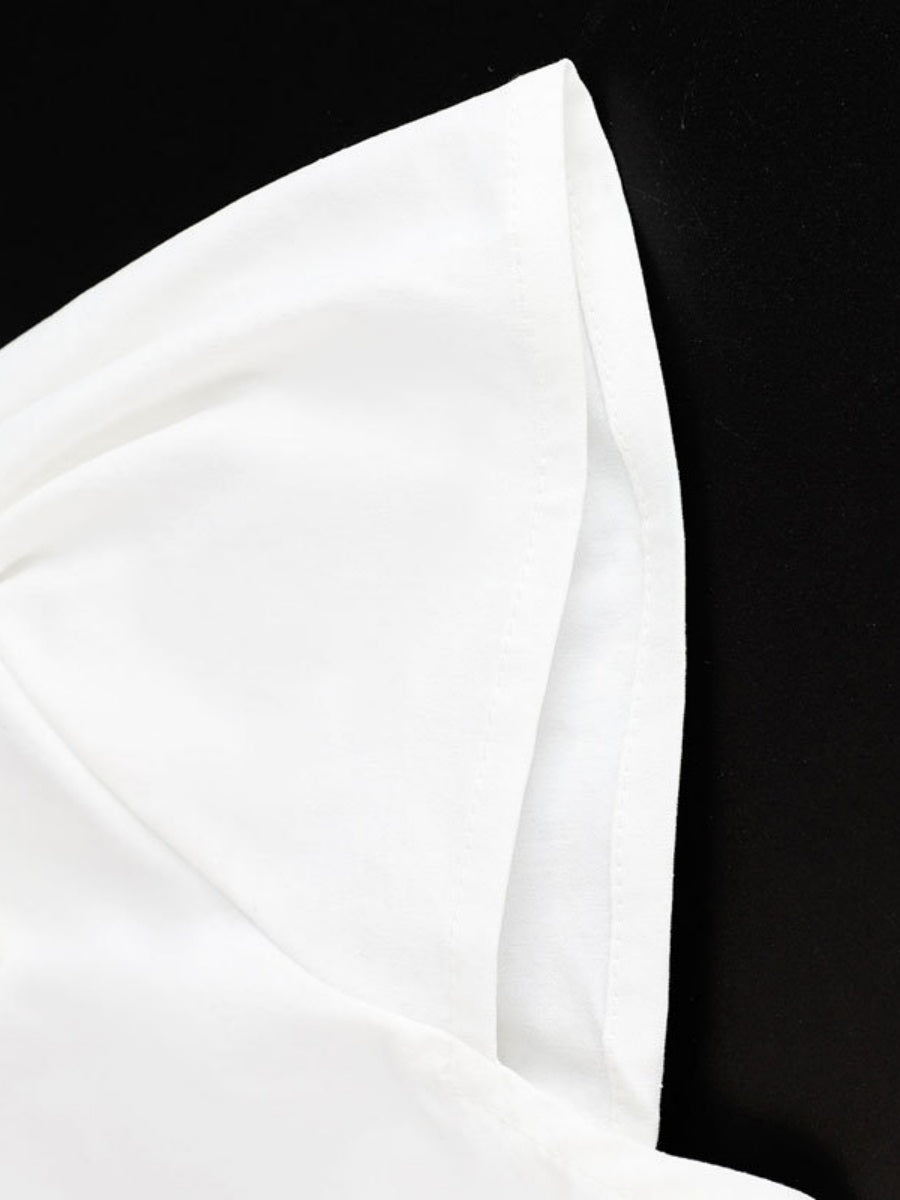 Flying Sleeves Gathering Slim-fit Lapel Shirts