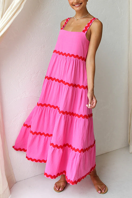 Ric Rac Ruffle Tiered Cami Maxi Holiday Dress