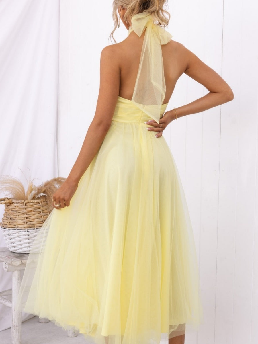 Halter Mesh Formal Dress Maxi Dresses