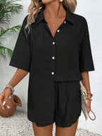 Short-sleeved Wide-leg Jumpsuit