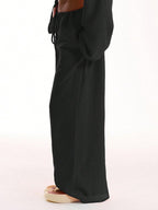 Solid Color Loose-fitting Drawstring Trousers