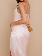 Camisoles Draped Collar Slit Sexy Formal Dress Maxi Dresses