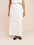 Cotton And Linen Loose-fitting Crew Neck Cropped Vest High-waisted Midi Skirt Set 2-piece Sets