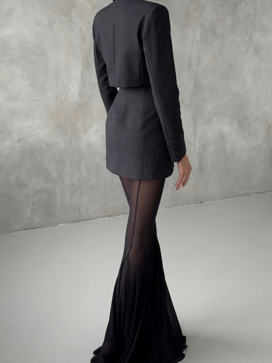Mesh Stretch Bell-bottoms INS Loose Pants