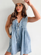 Sleeveless Short-sleeved Denim Jumpsuit