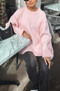 Crewneck Loose Fit Ribbed Knit Sweater