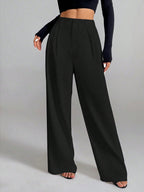 Solid Color Loose Button-down Suit Trousers