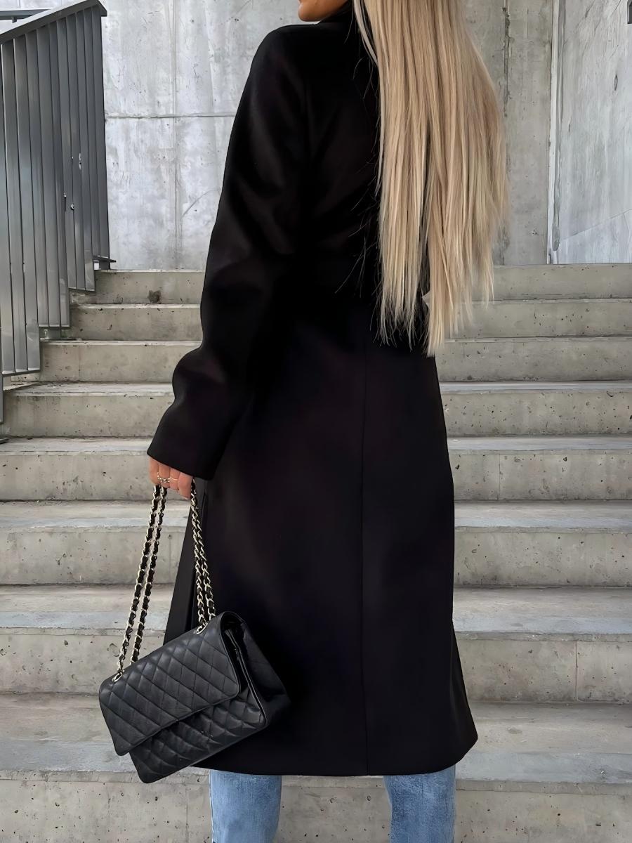 Simple Long-sleeved Lapel Button-down Woolen Coat