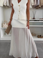 Buttons Vest Top Wide-leg Pants Set 2-piece Sets