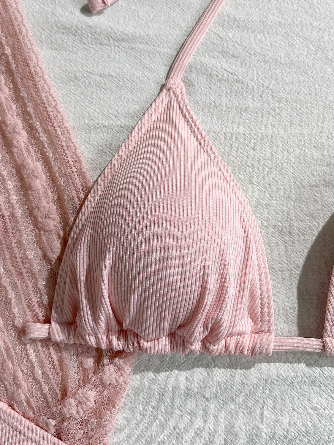 Sexy Lace Mesh Swimsuit Bikini Four-piece Set