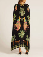 V-neck Floral Print Loose-fitting Long Dress