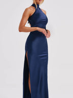 Halter Slits Satin Maxi Dresses