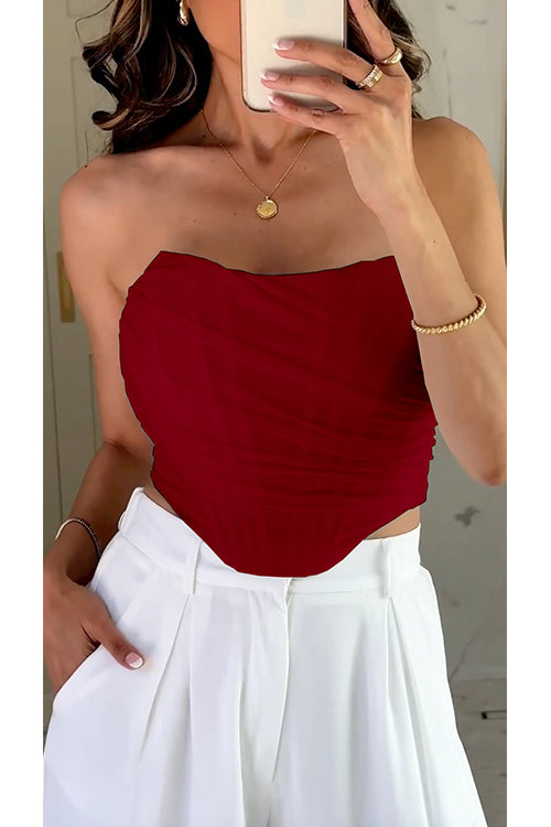 Strapless Off Shoulder Mesh Corset Top