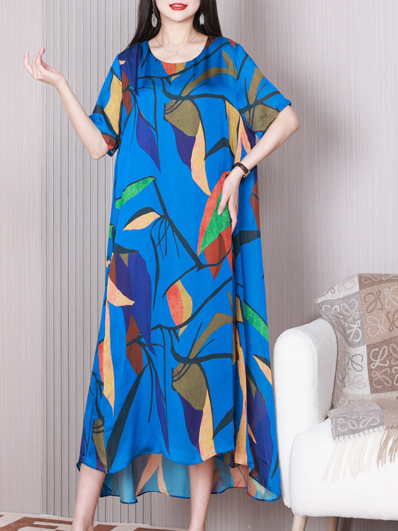 Stay Happy Round Neck A-line Dress