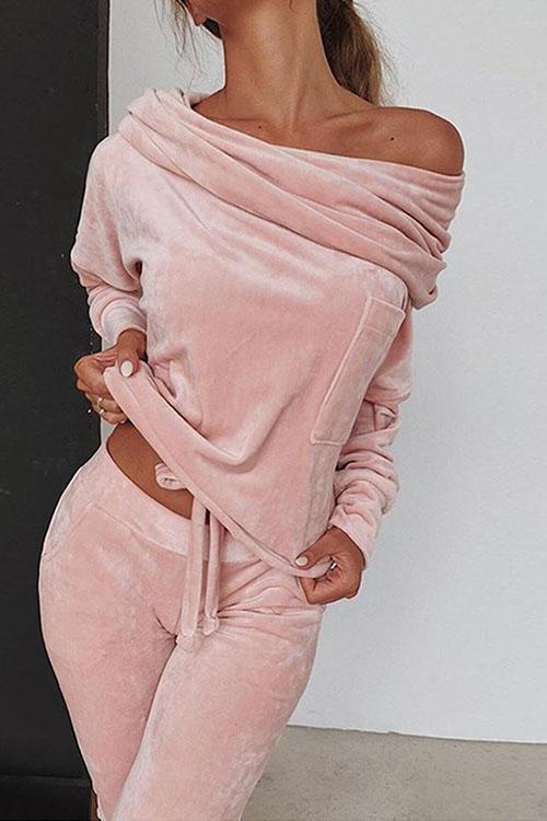 Keeley Off Shoulder Drawstring Top Long Pants Set
