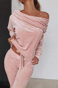Keeley Off Shoulder Drawstring Top Long Pants Set
