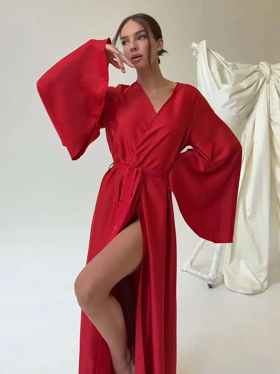V-neck Thin Strap Nightgown Lazy Style Parties Maxi Dresses