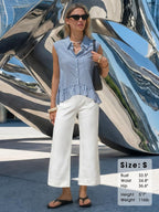 Stripes Sleeveless Shirts Loose-fit Commuting Tank Tops