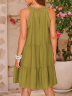 Loose-fit Trim Hollow Lace Halter Mini&Short Dresses