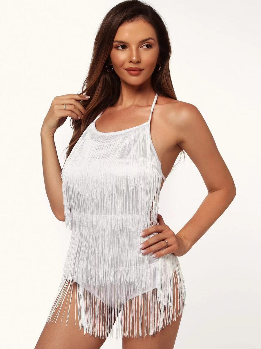 Sexy Backless Conjoined Twins Tassel Mini&Short Dresses