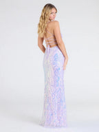 Sequins V-neck Opening Bandage Party Long Dress