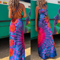Strappy Backless Tie Dye Maxi Dress