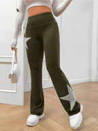 Five-pointed Star Elastic Tights High-waisted With A Slight Flare Pants