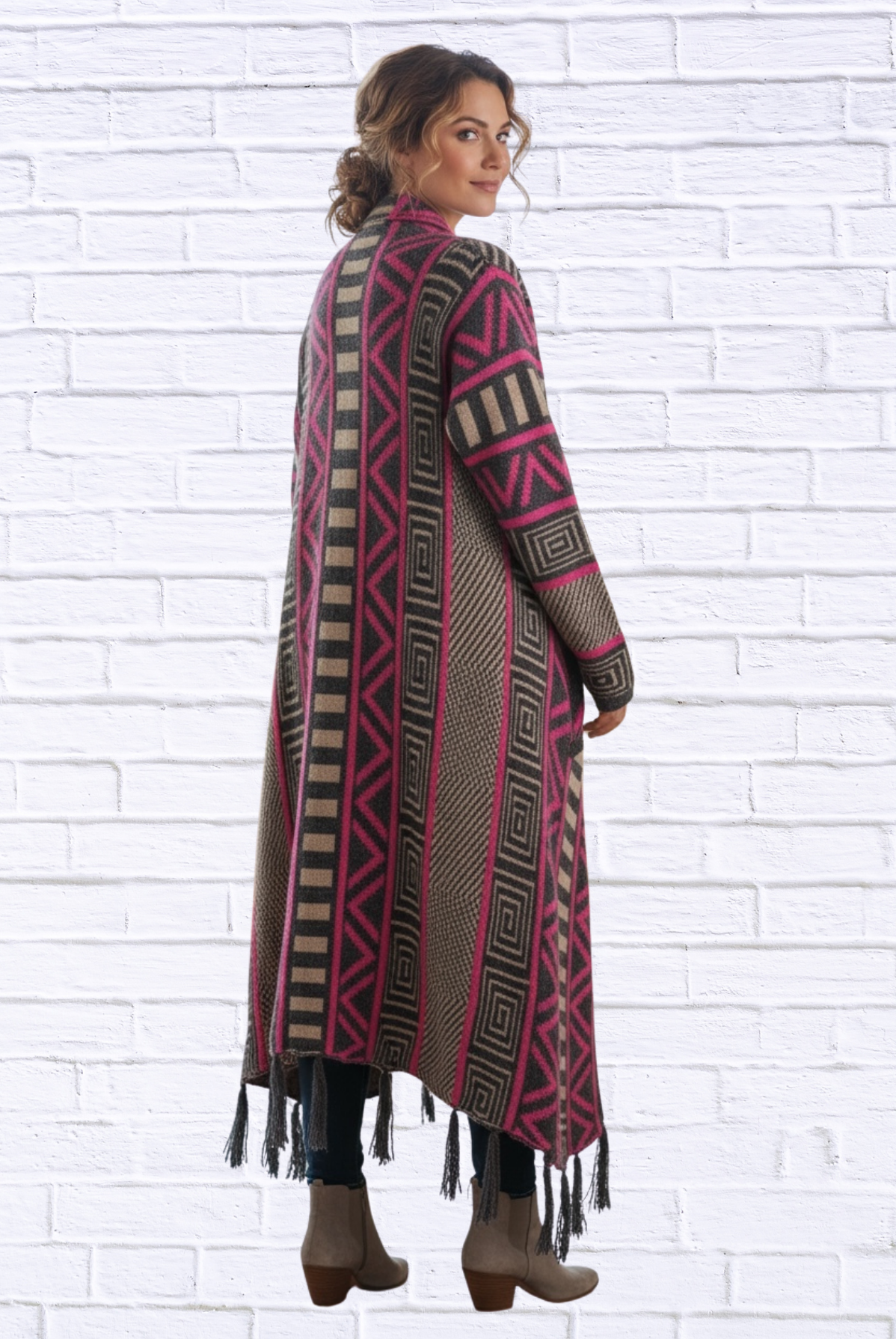 Printed Shawl Cardigan with Fringed Hem _ Cozy, Stylish, and Perfect for Layering!