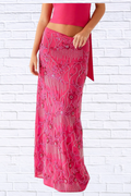 Sequin Embroidered Maxi Skirt for Women | Elegant Boho Floral Long Skirt | Flowy Statement Evening & Vacation Skirt