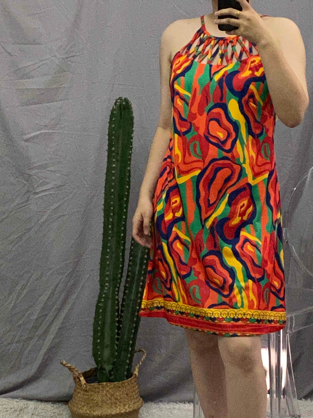Ginebra Chic Multicolored Sleeveless Dress Boutique Collection