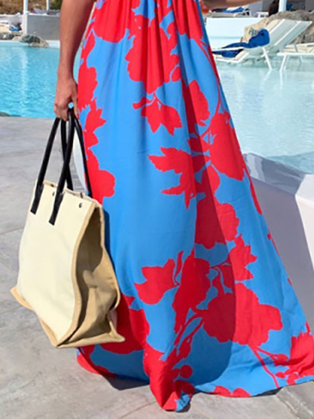 Boho Dress Print V - Neck Sleeveless Maxi Dress