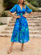 Elegant Printed Midi Dress