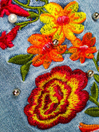 Embroidered Denim Wide-Leg Jeans