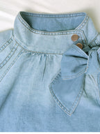 Loose Puff Sleeve Denim Short Shirt