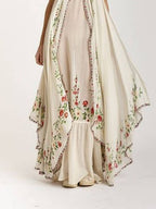 Floral Embroidery Spaghetti Strap Layered Handkerchief Hem Maxi Dress