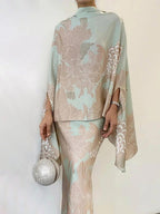 High Collar Floral Elegant Slim Suit