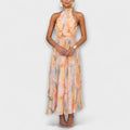 Wein™ | Halter-Neck Watercolor Print Maxi Dress