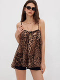 Leopard Print Chiffon Ruffle Tank Top