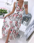 | Sleeveless Beach Dress in Deep V-Neck