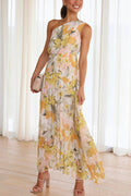 Maria Minimalist Printed Dress with Dropped Sleeves Premium Wardrobe Essential