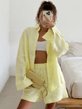 Long-sleeved Cardigan Shorts 2-piece Sets