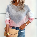 | Women’s Color Block Sweater, Mesh Detail