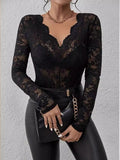 Pullover Lace Floral Trim V-neck Grace Sexy Top