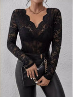 Pullover Lace Floral Trim V-neck Grace Sexy Top