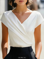 Slim Fit Crossover V-Neck Short Sleeve T-Shirt